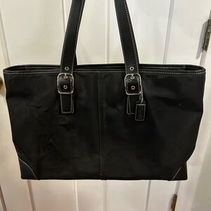 Vintage Coach Black Leather Large Purse Tote